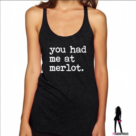 SoShelbie Tops - You Had Me at Merlot Black Racerback Tank